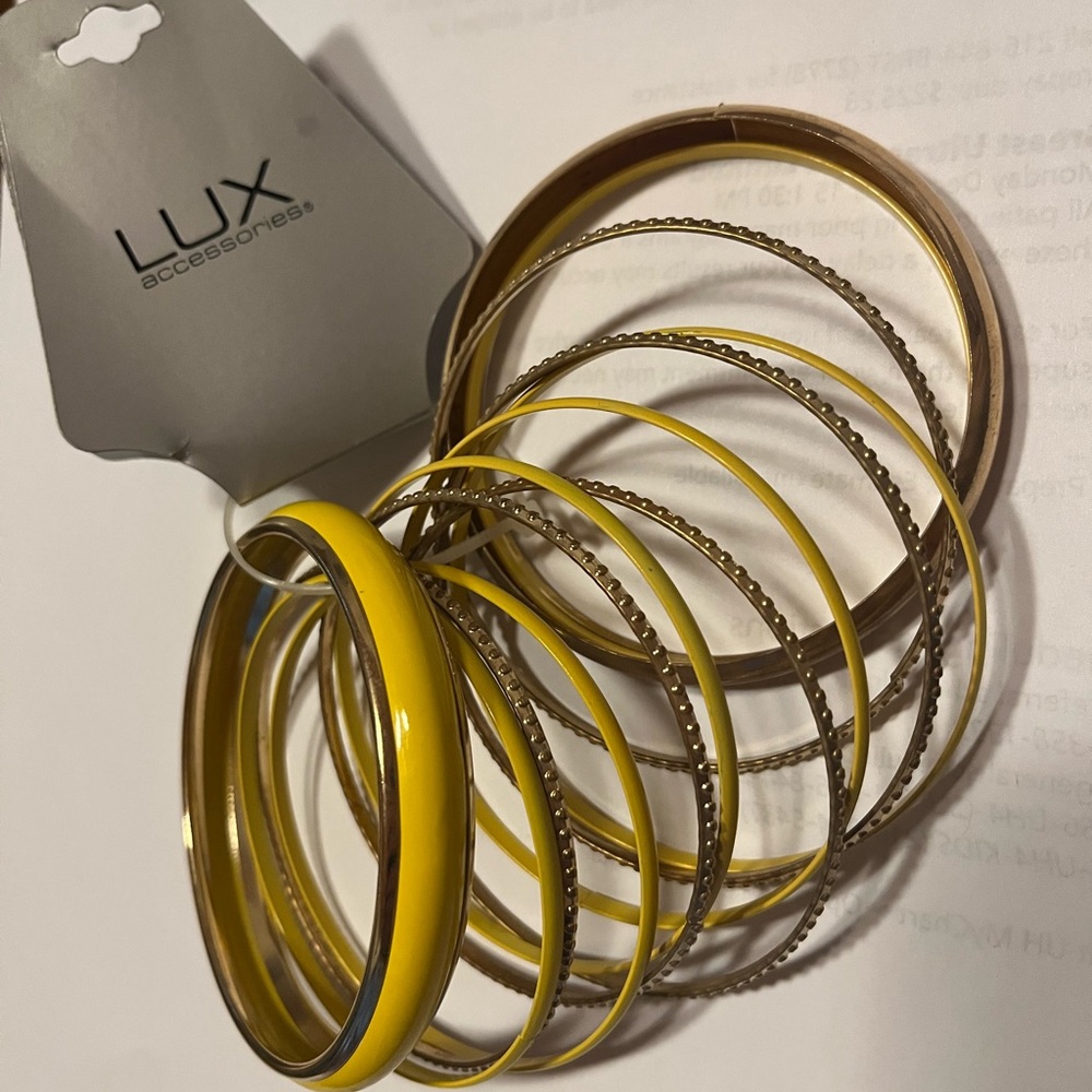 Lux Yellow and Gold Bracelet Collection set of 13
